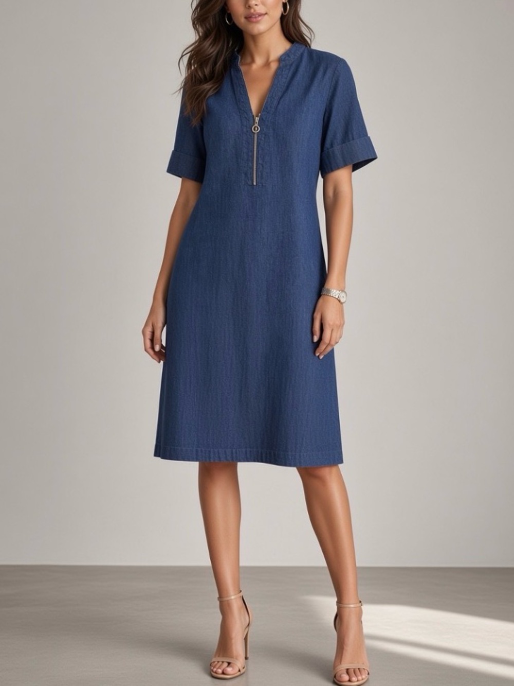 Anne Klein Jeans Blue Denim Shift Dress – Size 8